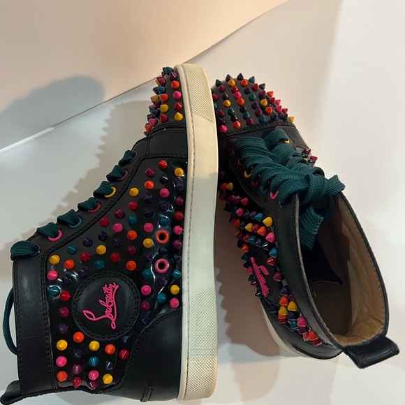 Christian Louboutin Louis Multi Color Streetwear High Top Sneakers Red bottoms - Picture 10 of 16